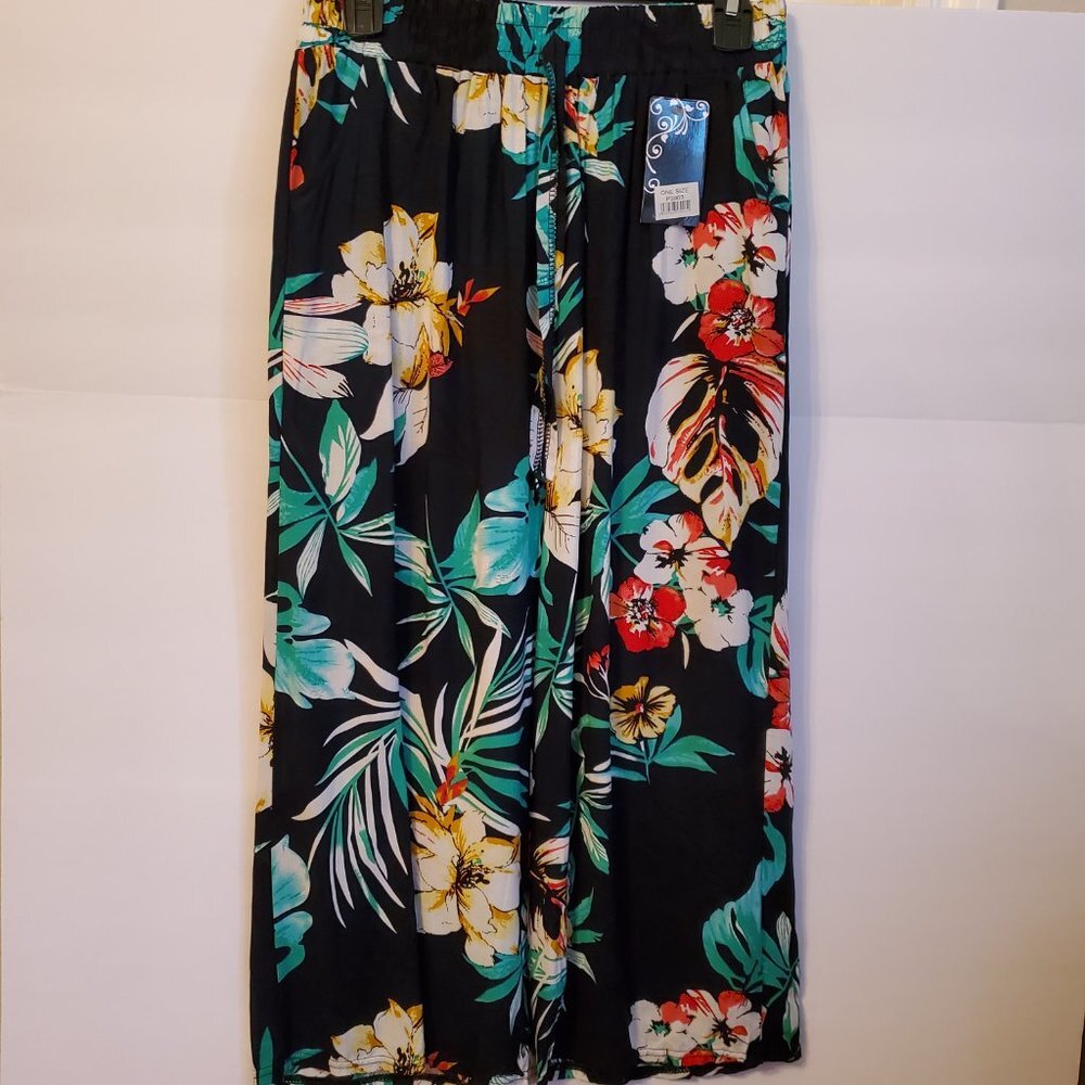 GM Fashion USA New Floral casual high waisted wide leg pants one size. - Picture 2 of 12